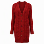 Women's Long Single Breasted Knitted Cardigan Sweater Casual Outerwear Coat for Autumn and Winter
