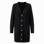 Women's Long Single Breasted Knitted Cardigan Sweater Casual Outerwear Coat for Autumn and Winter