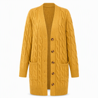 Women's Long Single Breasted Knitted Cardigan Sweater Casual Outerwear Coat for Autumn and Winter