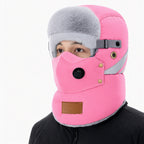 Windproof Winter Thermal Trapper Hat with Integrated Face Mask