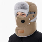 Windproof Winter Thermal Trapper Hat with Integrated Face Mask
