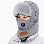 Windproof Winter Thermal Trapper Hat with Integrated Face Mask