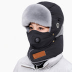 Windproof Winter Thermal Trapper Hat with Integrated Face Mask
