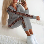 🌸Hot Sale 50% OFF✨Women's Leopard Print Long Sleeve Zipper Sweatshirt and Pants Set