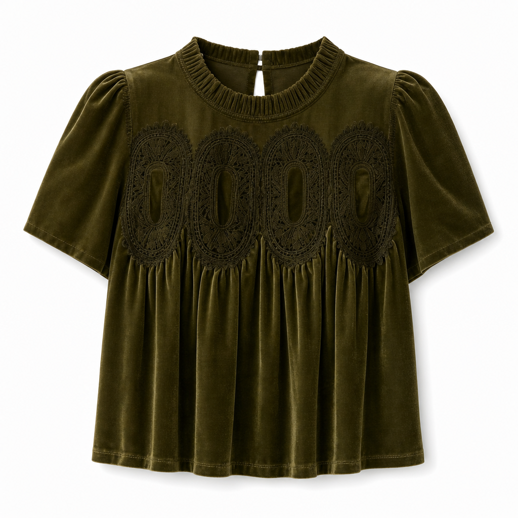 🔥 50% OFF 🔥 Women's Solid Short-Sleeve Top with Ruffle Collar