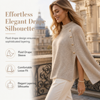 💖Black Friday Mega Deal – 50% off!💖 ☕️ Women's Buttoned Knit Cape Poncho Sweater