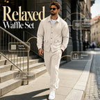 Men's Waffle Knit Cardigan Jacket & Pants Set