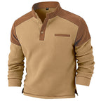 Men's Waffle Knit Stand Collar Sweatshirt