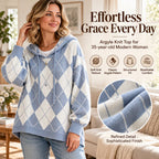 Women's Casual Argyle Hooded Sweater