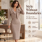 🎀 Elegant Cropped Jacket & Slim Dress Set – Feminine Fit & Versatile Styling