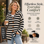 Women's Striped Hooded Knit Cardigan