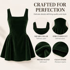 Women's Square Neck Velvet Sleeveless Dress
