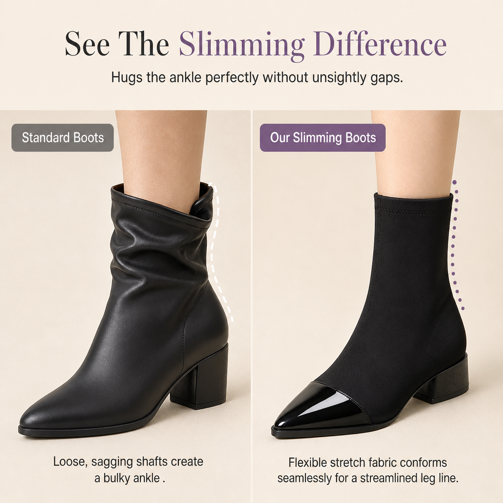 Women's French Style Pointed Toe Ankle Boots Slim Fit Elegant Short Boots for Spring and Autumn