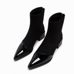 Women's French Style Pointed Toe Ankle Boots Slim Fit Elegant Short Boots for Spring and Autumn