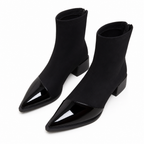 Women's French Style Pointed Toe Ankle Boots Slim Fit Elegant Short Boots for Spring and Autumn