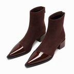 Women's French Style Pointed Toe Ankle Boots Slim Fit Elegant Short Boots for Spring and Autumn