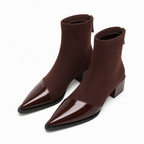 Women's French Style Pointed Toe Ankle Boots Slim Fit Elegant Short Boots for Spring and Autumn