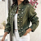 Women's Vintage Symmetrical Button Denim Jacket