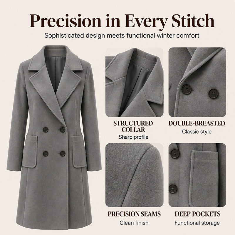 Women's Double-Breasted Woolen Coat