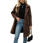 Women's Double-Breasted Woolen Coat