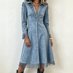 Women's Vintage Long Sleeve Fringe Dress