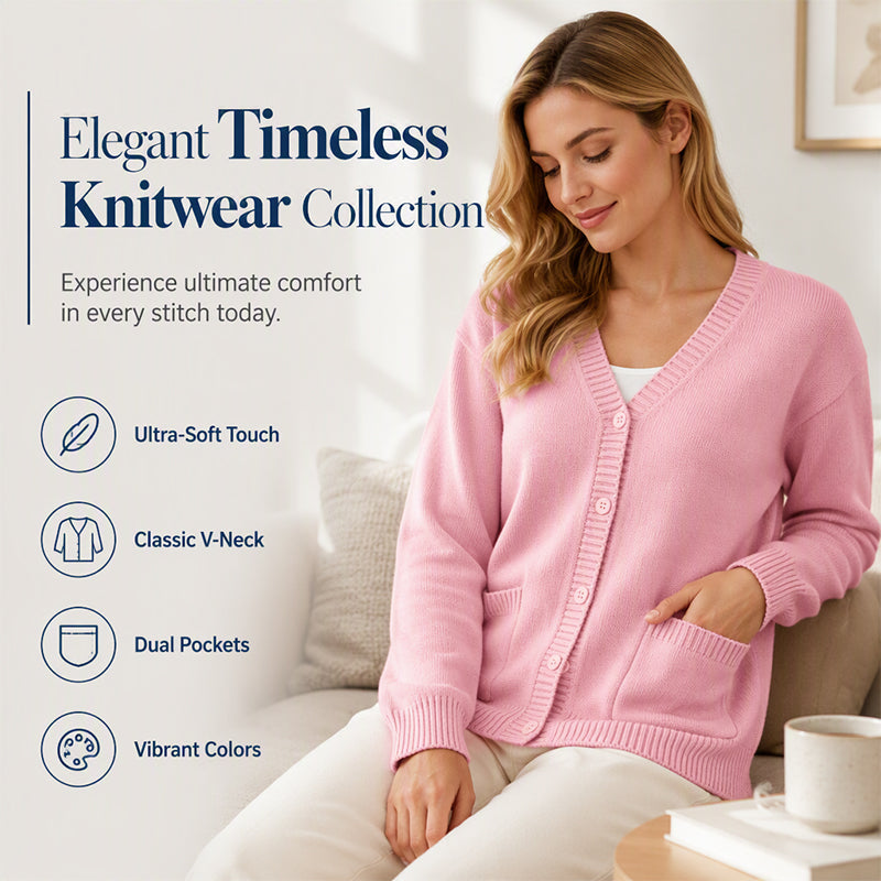 🧶 Warm Duty Cardigan ✨ – 50% OFF | V-Neck Soft Knit with Pockets | 30-Day Money-Back Guarantee