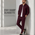 Men's Streamlined Waffle Zip Up Jacket Set