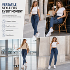 Women's High Waisted Elastic Drawstring Cargo Jeggings Skinny Denim Pants