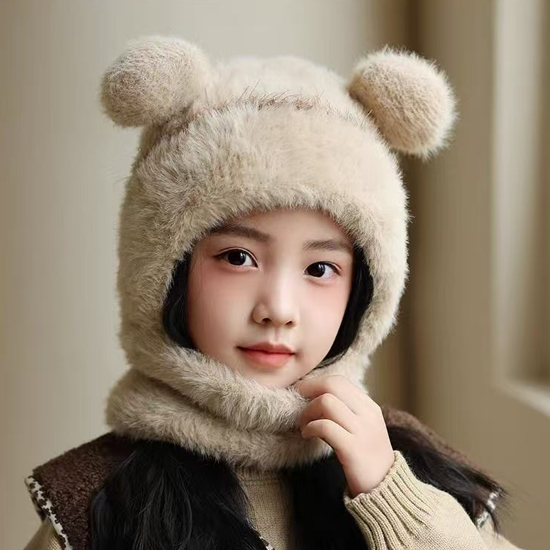 ⏳🎁50% OFF!!!-Ready for Winter!!!❄️🐻3-in-1 Cute Bear Ear Fleece Plush Winter Hat