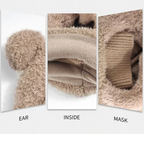 ⏳🎁50% OFF!!!-Ready for Winter!!!❄️🐻3-in-1 Cute Bear Ear Fleece Plush Winter Hat