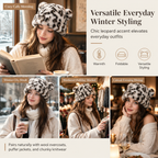 🐱Women Fluffy Faux Mink Fur Beanie Hat with Cute Bear Ears Warm Winter Cold Weather Pullover Cap🧢