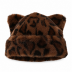 🐱Women Fluffy Faux Mink Fur Beanie Hat with Cute Bear Ears Warm Winter Cold Weather Pullover Cap🧢