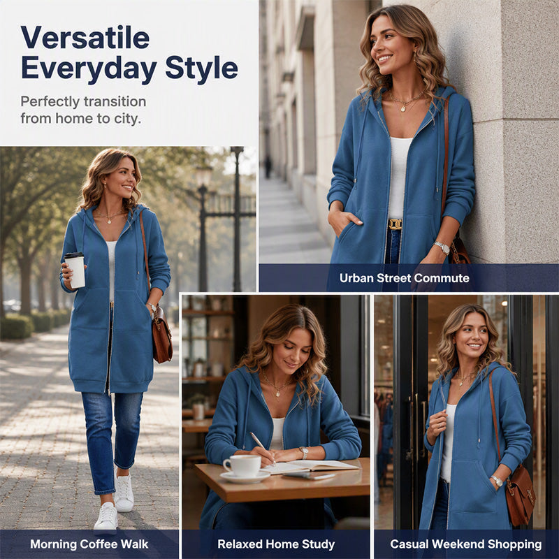 ⌛Limited-Time Offer🛍️Women’s Long Zip-Up Hooded Cardigan