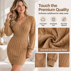 💖Black Friday Mega Deal – 50% off!💖 🍂Women's Elegant Cable Knit Bodycon Sweater Dress