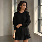 🌸Hot Sale 50% OFF👗 Women's Scallop Hem Sweater and Pleated Skirt Set