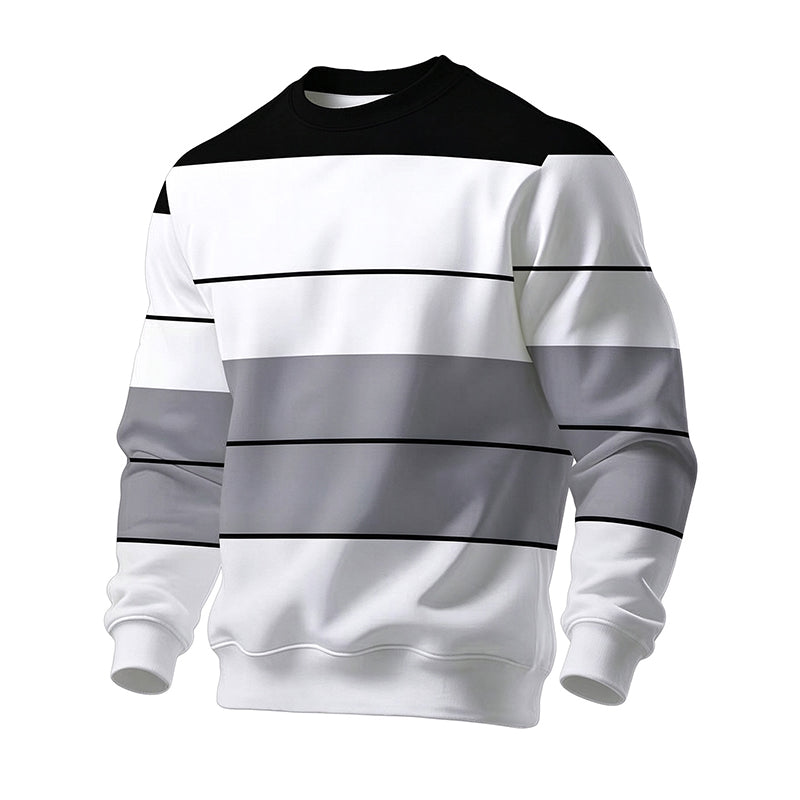 💎 Exclusive Deal 🧶 Men's Casual Crewneck Striped Sweatshirt ✨ soft fabric, crew neck, striped casual pullover