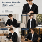 Jacquard Knit Loose Fit Cardigan for Men