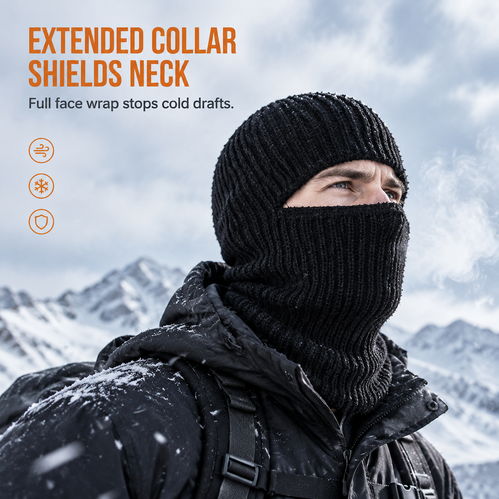 Men Warm Knitted Balaclava Hat Windproof Winter Beanie Cap and Cold Weather Face Mask Hood £8.90 Regular price£17.80Sale price  50 % OFF