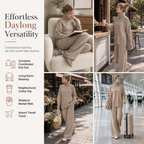 ❄️Women Loose Turtleneck Sweater and Knit Pants Set Casual Thick Warm Fall Winter Two Piece Outfit