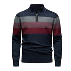 Men's Casual Slim Fit Half-Zip Striped Sweater