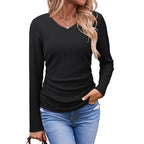Women's Elegant V-Neck Knit Top
