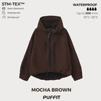 Wide-Brim Hood Short Oversized Rain Jacket With Bubble Hem,👍⛈️Waterproof & Lightweight & Adjustable Cuffs